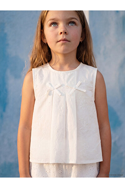 LC Waikiki Trendlucky Girl's Blouse with Bow and Embroidery