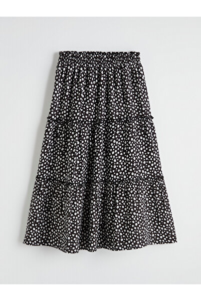 LC Waikiki Nevavm Floral Patterned Girl's Skirt with Elastic Waist