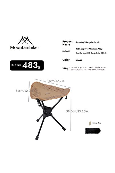 Choice khaki Mountainhiker Ultralight Portable Folding Stool, Compact Outdoor...