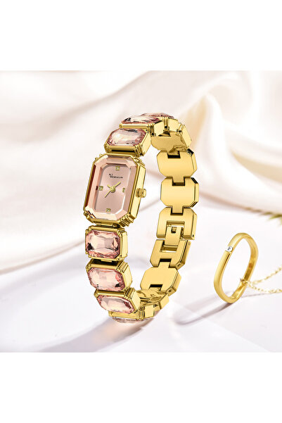Choice 2531-F Women Square Watch Luxury Rhinestone Stainless Steel Original Q...