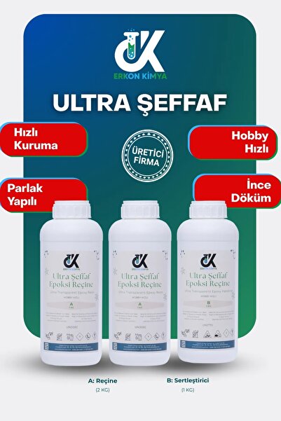 ERKON KİMYA ULTRA ŞEFFAF HIZLI Hobby Epoxy Epoksi Reçine İnce Döküm Fast 3kg