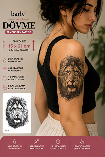 Barly Geçici Aslan Figürlü Dövme Tatto
