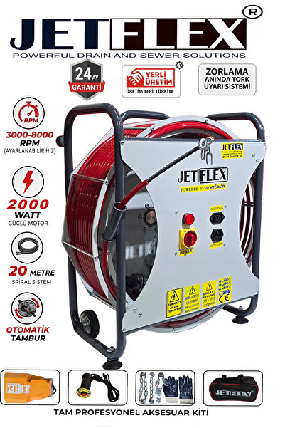 Seybomak Jetflex Kanal Gider Açma Makinesi Esnek Şaftlı kamera ile kullanılır