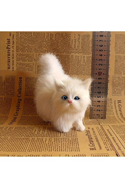 Choice3 WHITE Simulation Cat Plush Toys Soft Stuffed Kitten Model Fake Cats R...