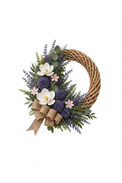 PAKETA Rustic Bohemian Wicker Door Ornament 30X30 cm |   Lavender Floral Wall...