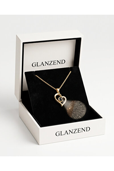 GLANZEND Sevgililer gününe 100 Dilde Seni seviyorum Yazan Çelik Gold Aşk Kolyesi