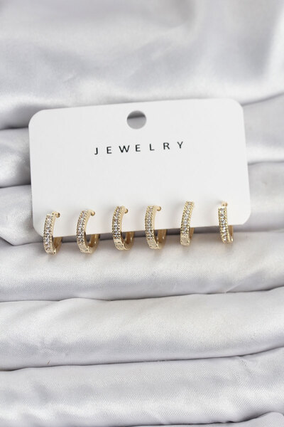 Marsilyan Gold Color Brass Zircon Stone Hoop Women's Earring Set Tj-Bkp11487 ...