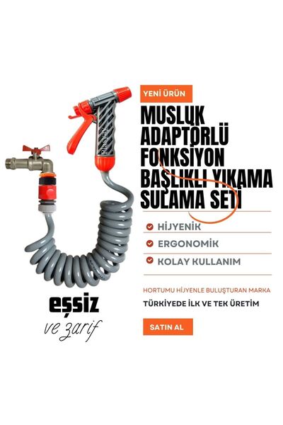 PLASYAY Spiral Balkon Araç Yıkama Bahçe Sulama Hortumu Musluk Adaptörlü Ve Te...