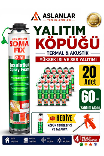 Somafix Poliüretan Termal Isı Ve Ses Yalıtım Sprey Köpük (20 ADET)