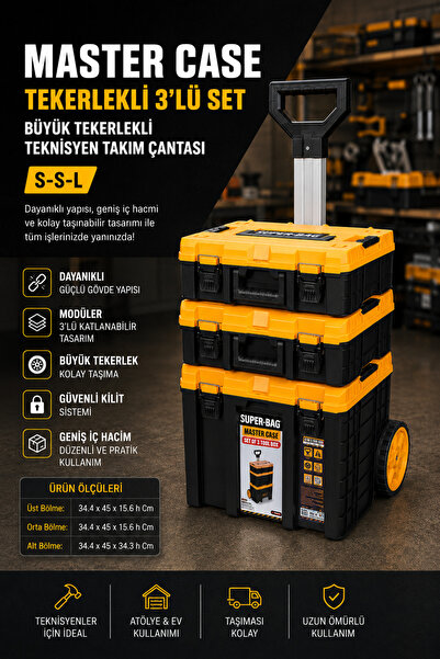 Begin Power Super Bag Master Case Tekerlekli 3’lü Set Büyük Tekerlekli Teknis...