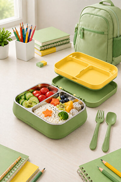 EMİLA HOME Emilahome Happii Lunch Box with Steel Compartments, Leak-Proof