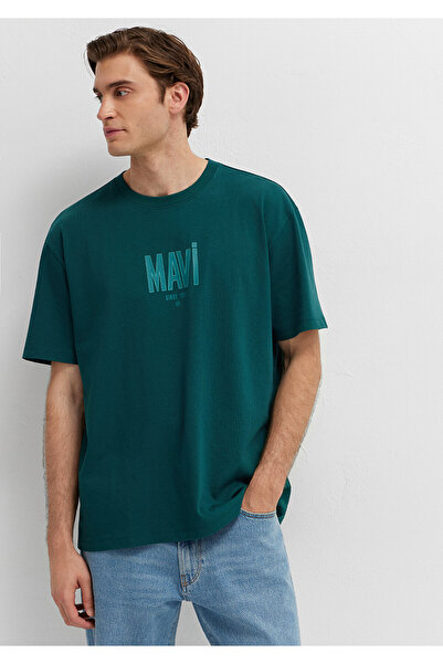 Mavi Logo Printed Green T-Shirt Loose Fit / Comfortable Loose Cut 0613570-90366