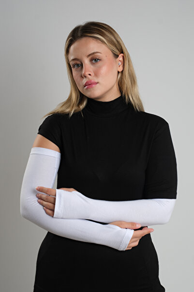 HÜRREMBONE SARAYDAN GELEN GÜZELLİK White Hijab with Attached Sleeves Viscose ...