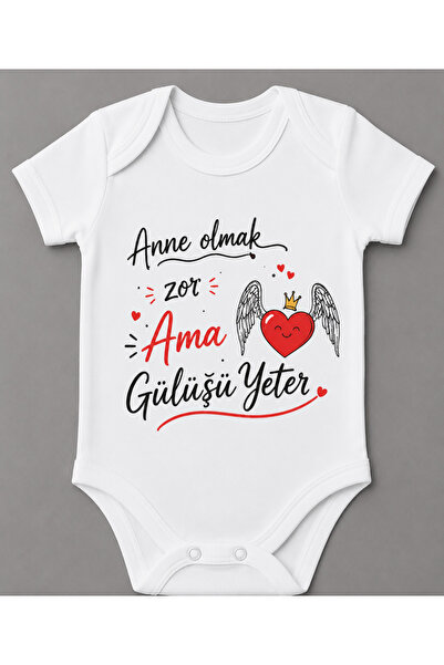 EYDUBABY Being a Mom Is Hard but the Smile Is Enough Written Baby Bodysuit wi...
