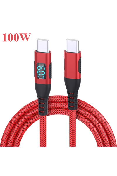 Choice18 كابل USB إلى Type C بطول 3 أمتار، أحمر اللون، 100 واط، عالي الجودة، ...