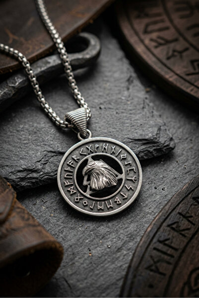 Begondio Eagle Viking Run Handcrafted Stainless Steel Chain Men's Necklace
