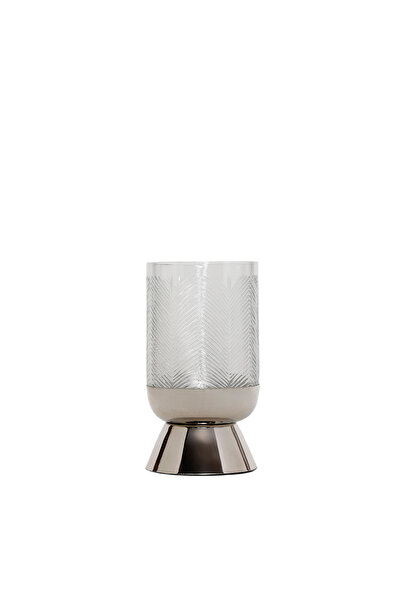 Yargıcı Metal Ayaklı Cam Silindir Fener(23x13 Cm)