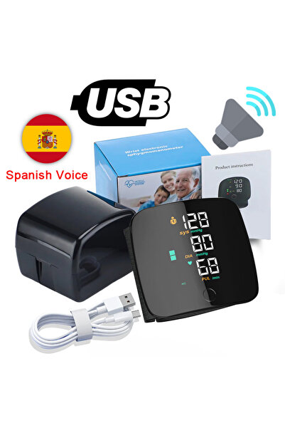 Choice1 Spanish Voice Rechargeable Wrist Sphygmomanometer Blood Pressure Moni...
