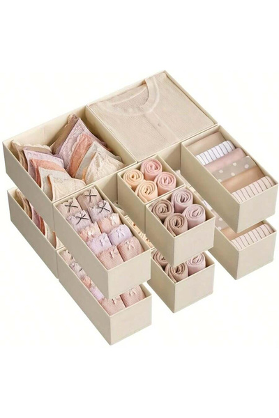 Choice 12 pcs beige Foldable 6/12pcs Underwear Organizer Set • Hard Storage B...