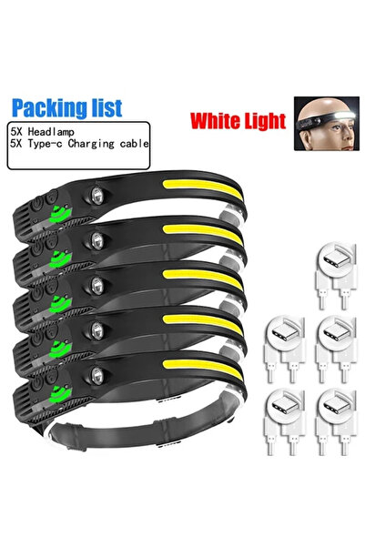 Choice 5PCS USB Rechargeable LED Sensor Headlamp COB Headlight Head Torch Wor...