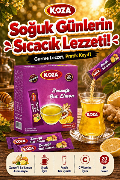 Koza Gurmelerin Seçimi Pratik Lezzet Zencefil Bal Limon Aromalı Tek İçimlik P...