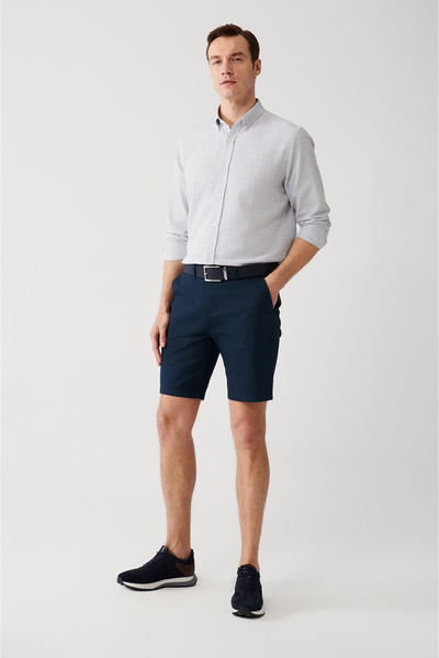 Avva Erkek Lacivert Esnek Patara Chino Kanvas Relaxed Fit Şort B003730