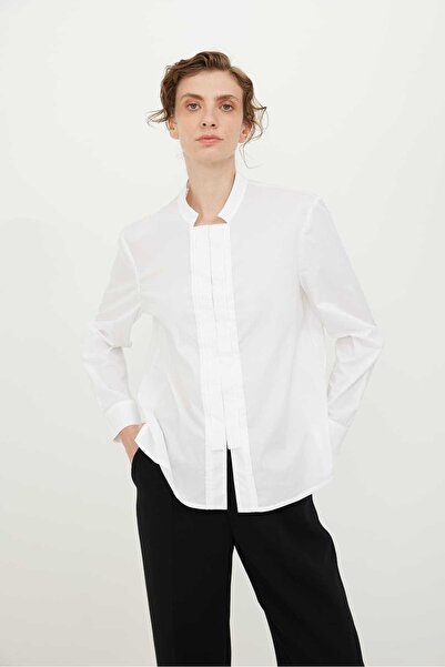 Roman Pat Detaylı Poplin Gömlek Beyaz K2413503_002