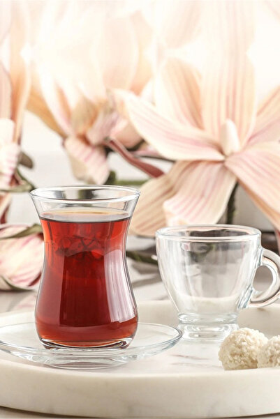 LAV Sohbet Cam Bardak Seti 18'li (6 Çay Bardağı, 6 Çay Tabağı, 6 Fincan)