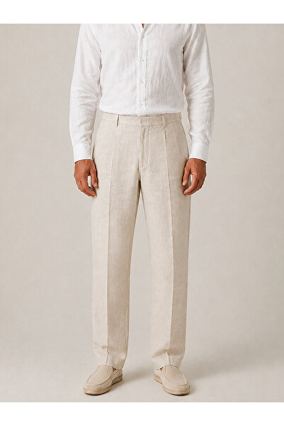 Xint Erkek Naturel %100 Keten Regular Fit Pantolon