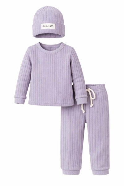 Bubito Hat Baby & Child Top and Bottom 3-Piece Set-Lilac