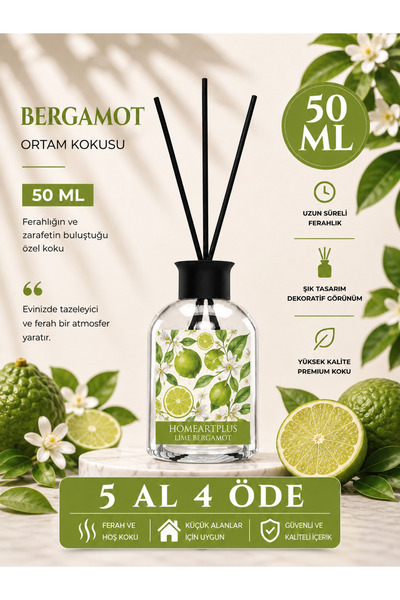 homeartplus Bergamot Lime Oda Kokusu Bambu Esansiyel Uçucu Yağ 50 ml