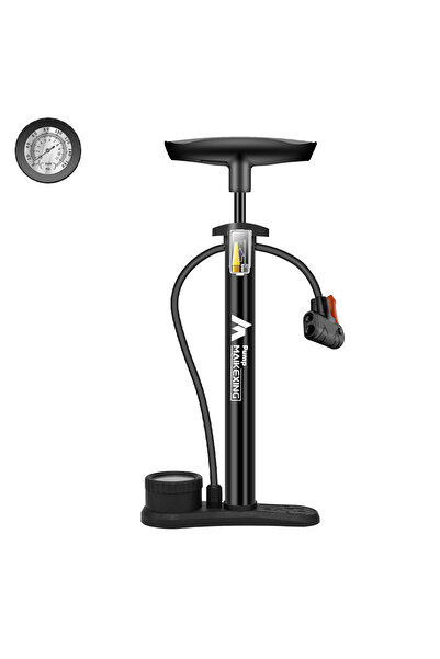 choice2 Black 3 Bike Pump with Gauge Multi-functional Inflator for Bicycles a...