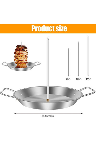 Choice Silver BBQ Vertical Meat Skewer Stainless Steel Roasting Meat Spit Ske...