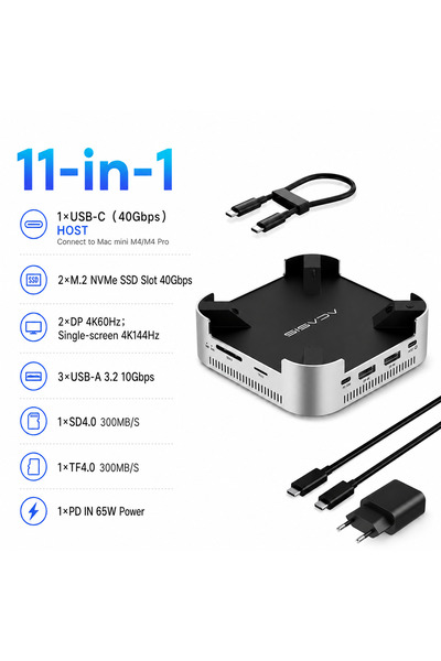 Choice EU Plug Acasis 40Gbps USB-C Docking Station Dual M.2 NVMe SSD Enclosur...