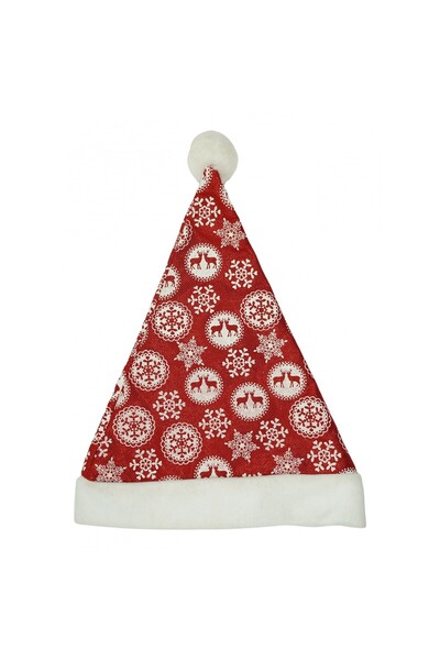 Stef's Cat Santa hat with snowflake and glitter ornament, red, universal size...