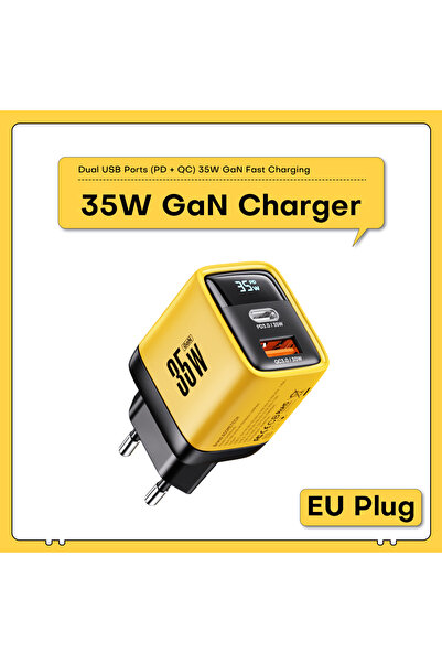 Choice EU Plug 35W GaN Charger LED Display USB Charger for IPhone 14 Pro IPad...