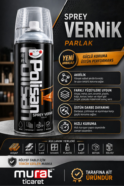 Polisan Vernik Sprey Akrilik Şeffaf Parlak 400 ml