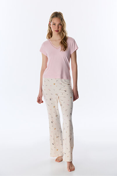 Penti Pink Margot Lace Short Sleeve T-Shirt Pajama Top