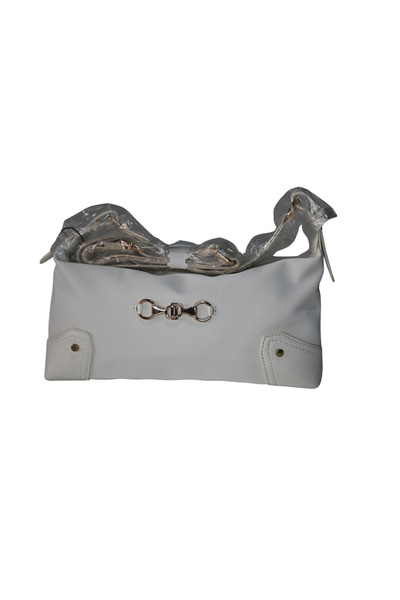dukidasoturkiye Dukidaso White Velvet Detailed Luxury Shoulder and Arm Bag Su...