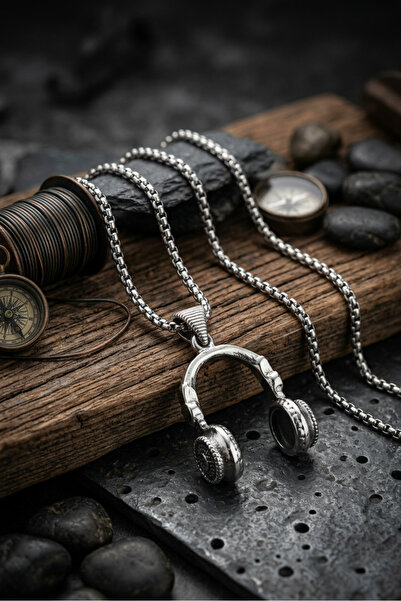 Begondio Earphone Handcrafted Stainless Steel Chain Men Necklace