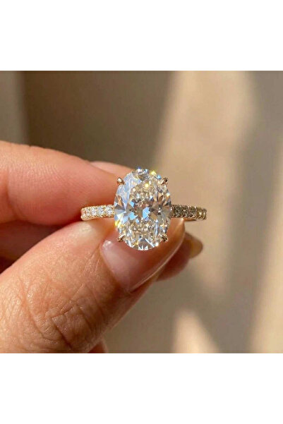 Choice9 5 Gold 2 Carat 925 Sterling Silve Zircon Gorgeous Shiny Oval Stone Ri...