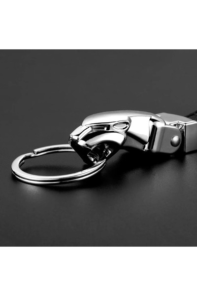 Choice سلسلة مفاتيح فاخرة من الجلد الطبيعي على شكل رأس نمر لسيارة جاكوار F-P...