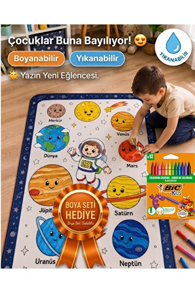 Genel Markalar Eğitici Yıkanabilir Tekrar Boyanabilir Çocuk Odası Oyun Matı B...