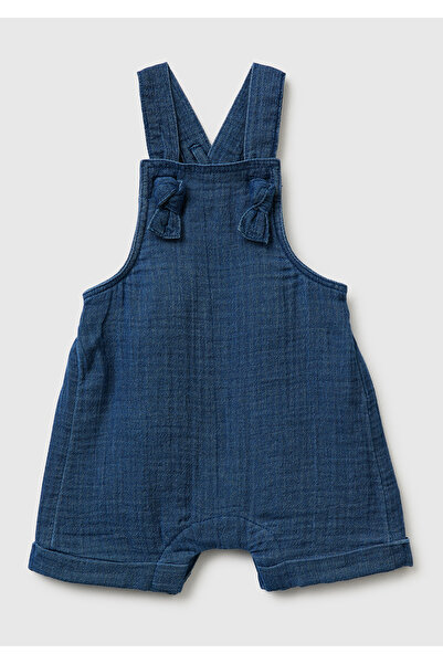 United Colors of Benetton Baby dark blue adjustable strap romper with back po...