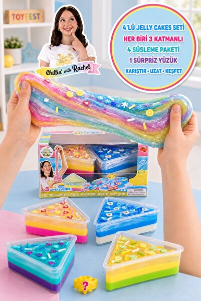 TOYFEST Jelly Cakes 4'lü Paket Seti Squishy 3 Katmanlı Sıkmalık Sürpriz Yüzük...