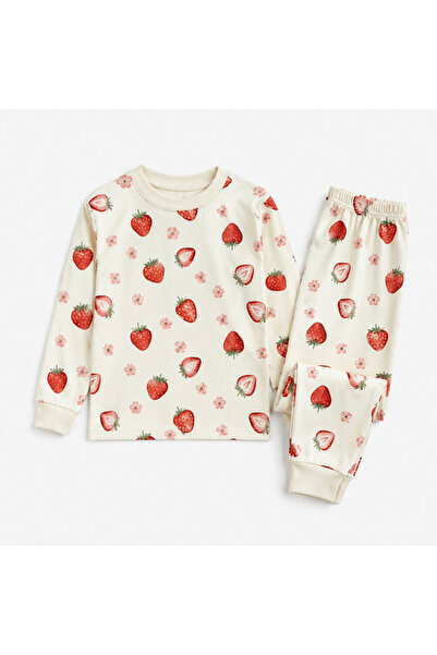 zahider Female Child 100% Cotton Strawberry Print Long-Sleeve Sleepwear Loung...