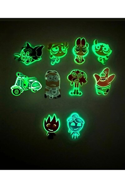 Buki'nin Atölyesi Gece Parlayan Neon Terlik Süsü 10 lu Set süngerbob Patrick ...