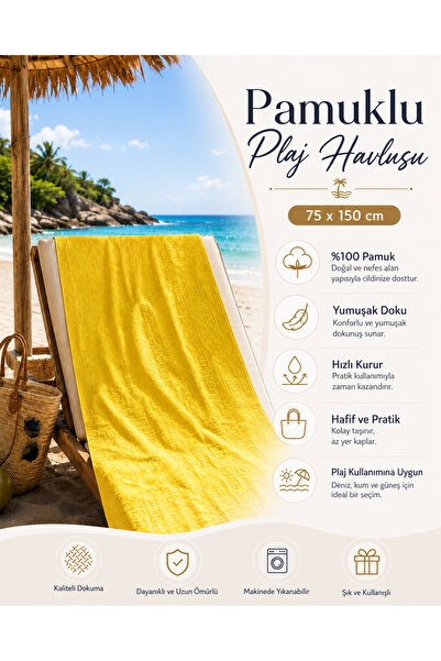 la lune home 70X150 cm Cotton Beach and Sauna Towel – Beach Patterned, Fringe...