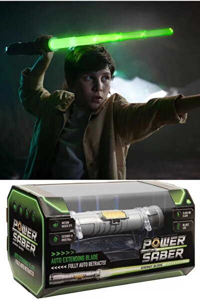 TOYFEST Uzayıp Kısalan Sesli Işıklı Power Saber Işın Kılıcı Yeşil - 90 CM