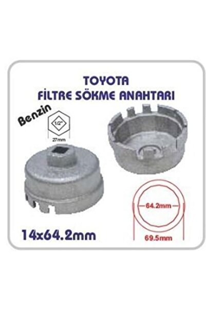 Hırdavat Garajı Toyota Yağ Filtre Sökme Anahtarı Benzinli 64.2 Mm 14 Köşe